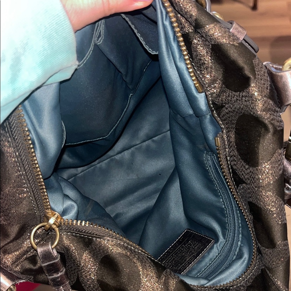 Coach Metallic Brown Monogram Hobo with Gold-Tone Hardware - Picture 6 of 7